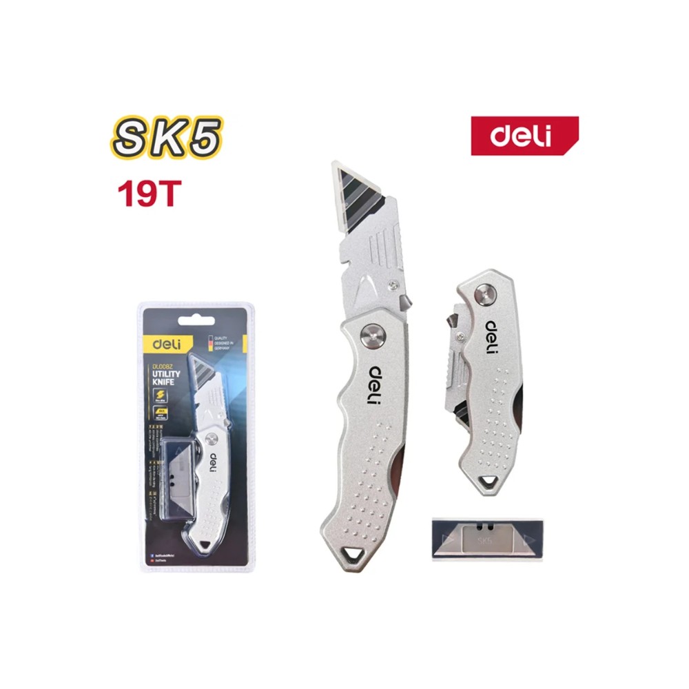 Нож строительный Deli YS EDL008Z, 19 мм, складной, трапеция