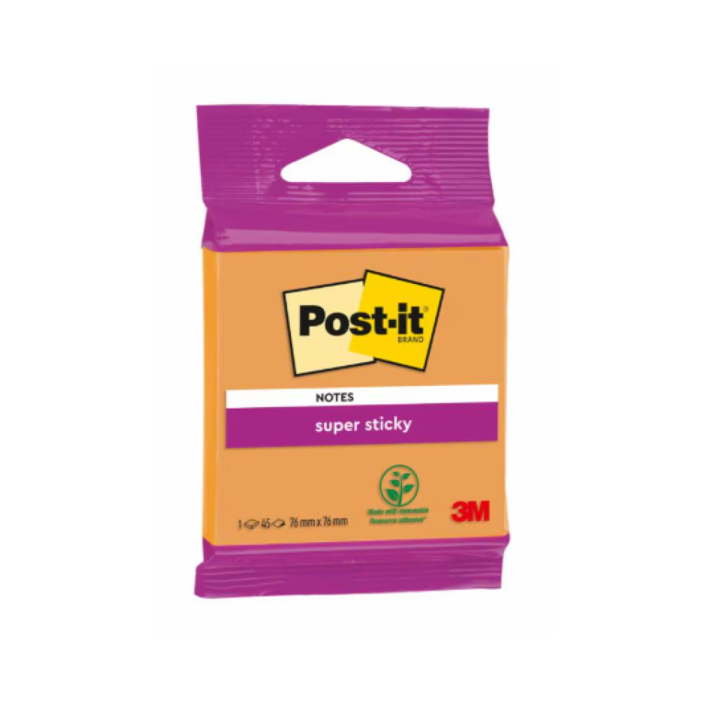 Бумага для заметок "Post-it SuperSticky", 76х76 мм, 45 листов, ассорти