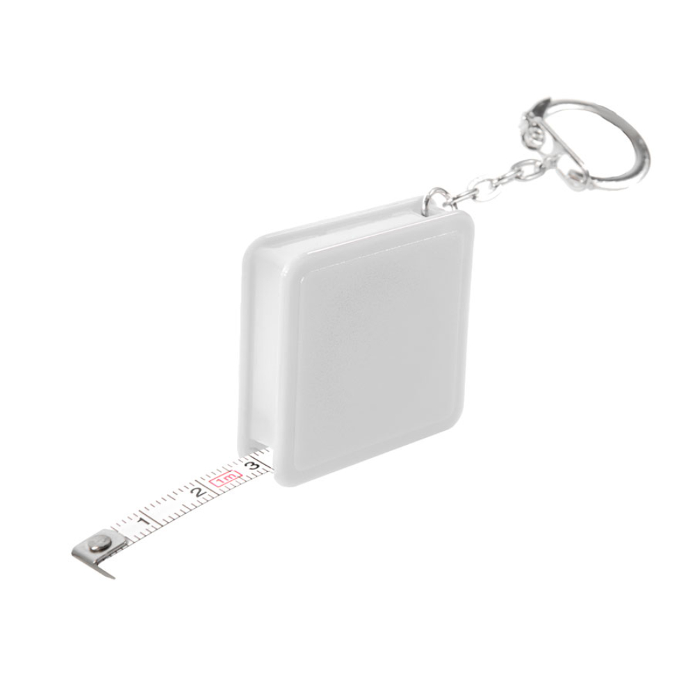 Брелок-рулетка "7305", пластик, металл, 1 м, белый