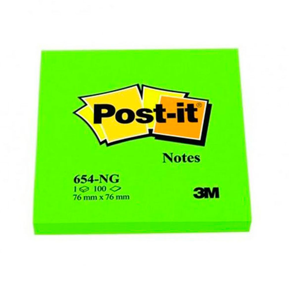 Бумага для заметок "Post-it Notes", 76x76 мм, 100 листов, зеленый неон
