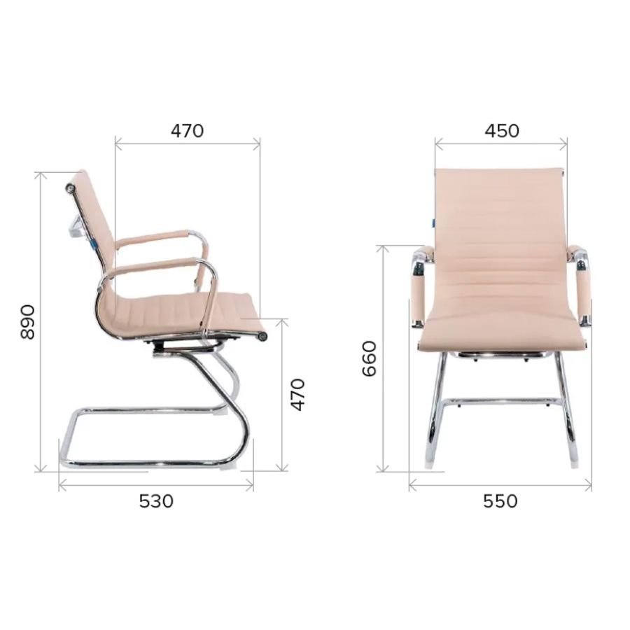 Кресло для посетителей EVERPROF "Leo CF", экокожа, металл, бежевый