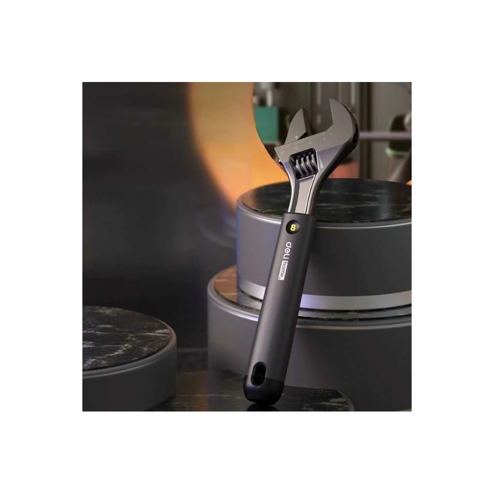 Ключ разводной Deli HS EHT1508, 210 мм, раскрытие губок 0-28 мм, Soft Touch, черный - 3