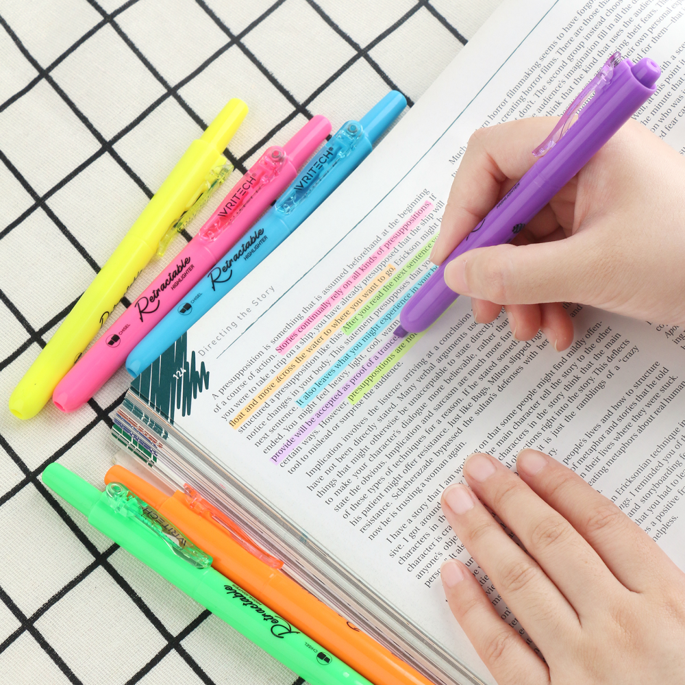 Маркер текстовый автоматический "Retractable", оранжевый - 4