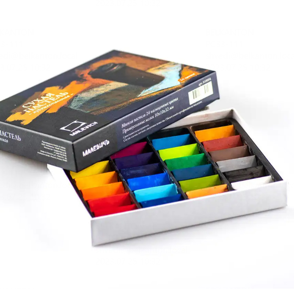 Пастель сухая "Малевичъ" квадратные мелки-половинки, 24 цвета