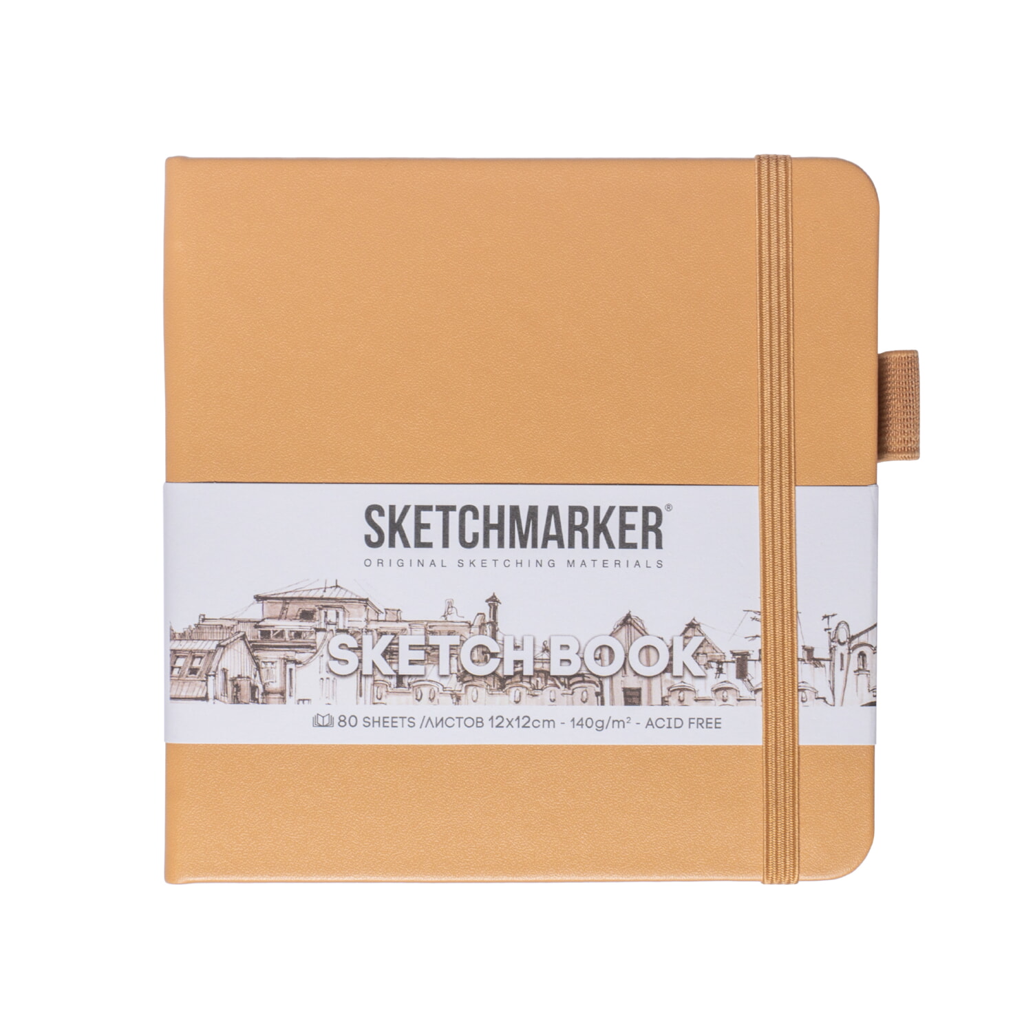 Скетчбук "Sketchmarker", 12x12 см, 140 г/м2, 80 листов, капучино