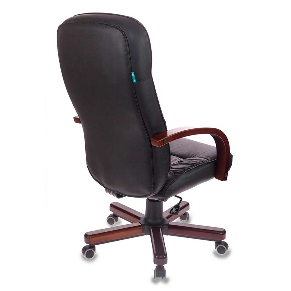 Кресло для руководителя Бюрократ "T-9908/WALNUT", металл, кожа, черный - 4