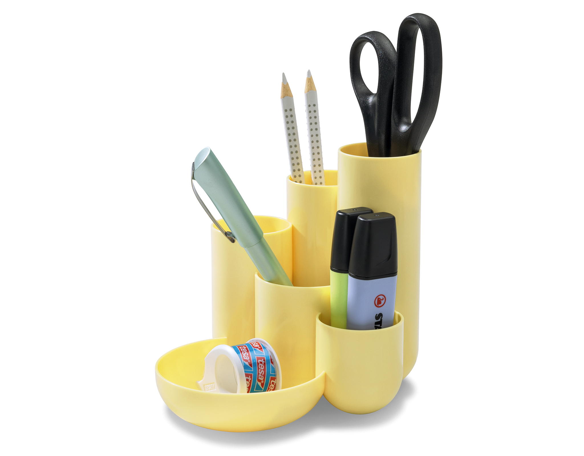 Подставка для канцелярский мелочей "Campus", пластик, желтый пастель