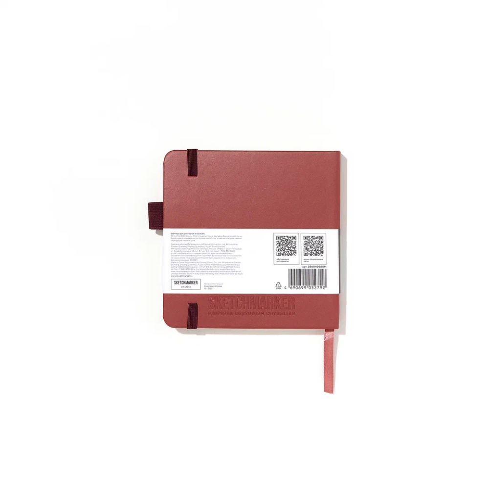 Скетчбук "Sketchmarker", 12х12 см, 140 г/м2, 80 листов, красный винтаж