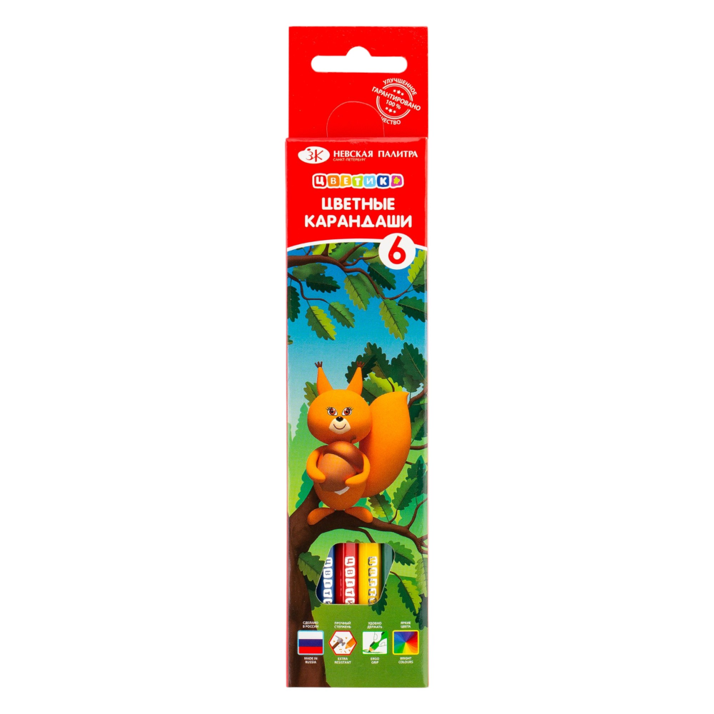 Цветные карандаши "Цветик", 6 шт, шестигранные