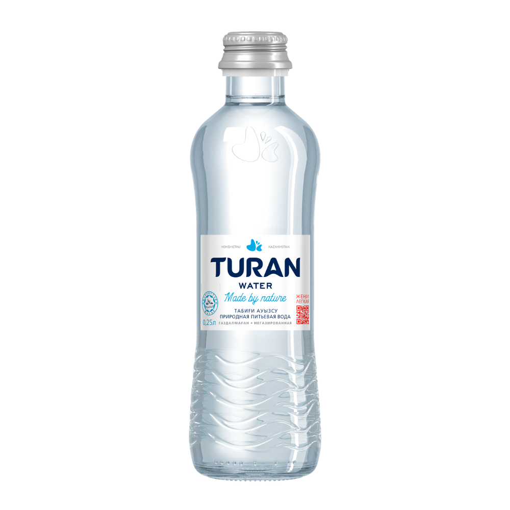 Вода минеральная питьевая "Тuran", негазированная, 0.25 л, стеклянная бутылка