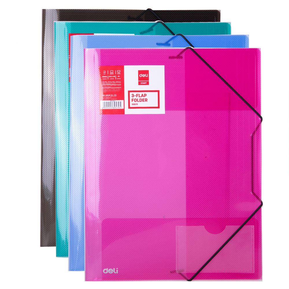 Папка на резинках "Deli", A4, 15 мм, пластик, ассорти