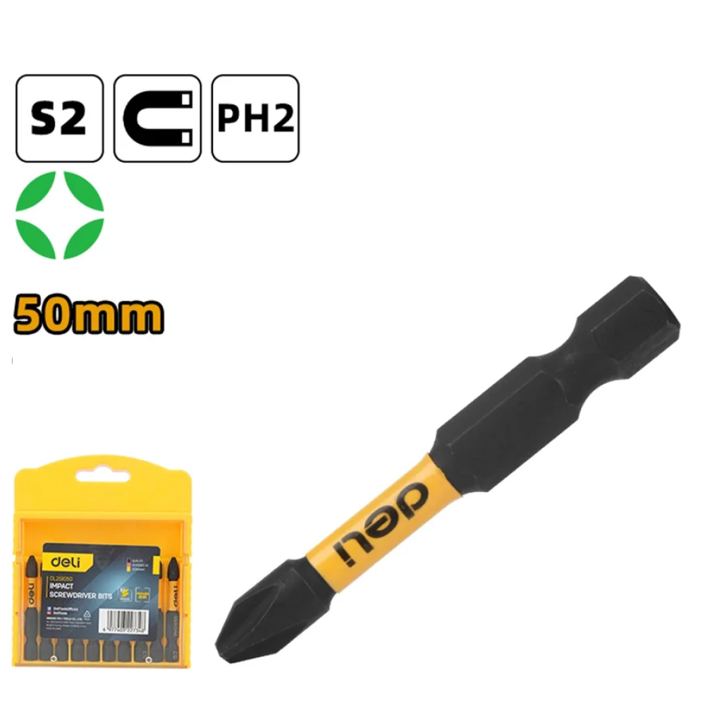 Бита Deli YS EDL251050, ударная, 10 шт., PH2 x 50 мм