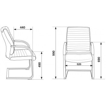 Кресло на полозьях "Бюрократ T-8010-LOW-V", искусственная кожа, черный - 5