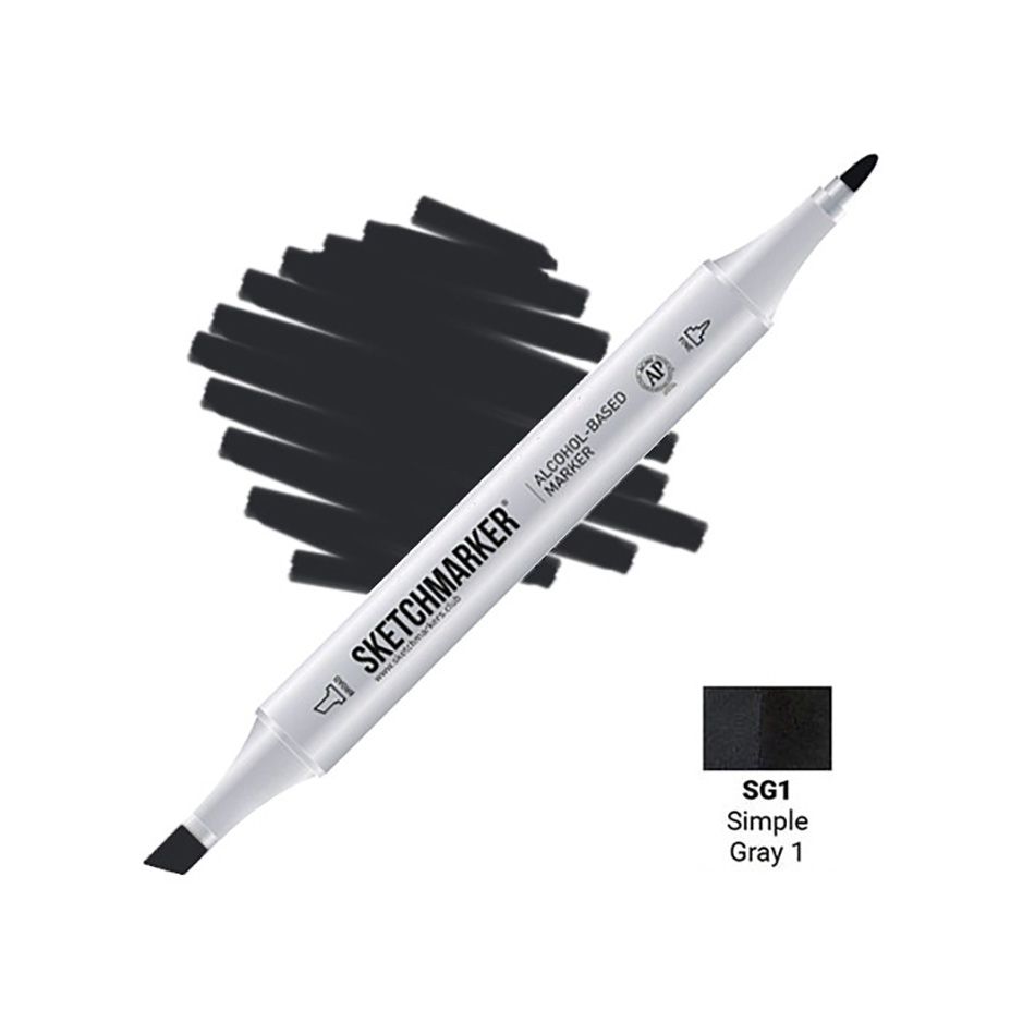 Маркер перманентный двусторонний "Sketchmarker", SG1 серый простой №1