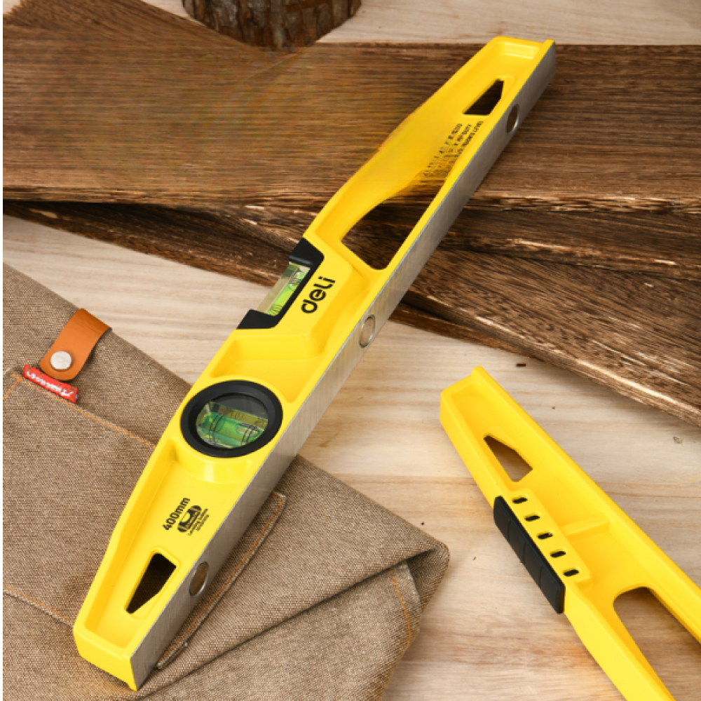 Уровень строительный  Deli YS EDL290400Q, литой, 400 мм, с двойным обзором, пузырьковый