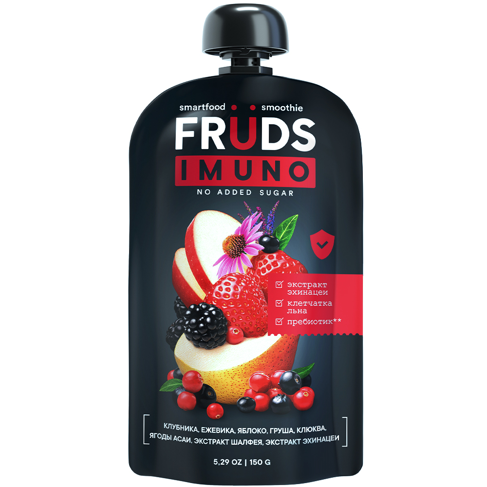 Пюре фруктовое "Smartfood smoothie fruds", вкус груша, яблоко, клубника и ежевика