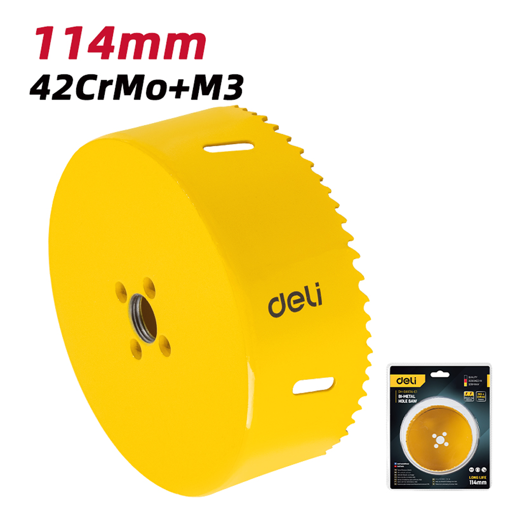 Коронка биметаллическая Deli YS EDH-SKK114-E1, 114 х 38 мм, М14 - 3