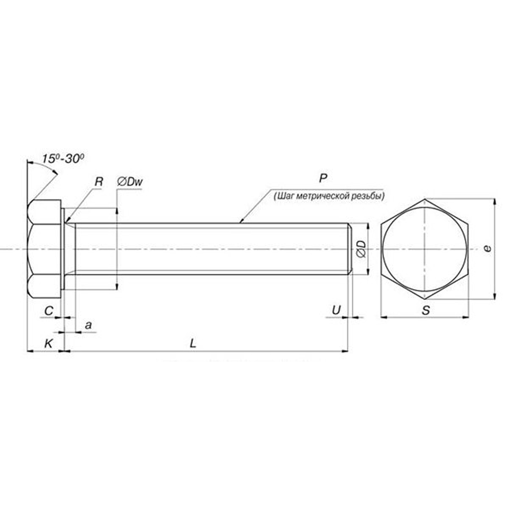 Болт шестигранный М8х20 мм, DIN 933/ГОСТ 7798-70, цинк, 5 кг. - 3