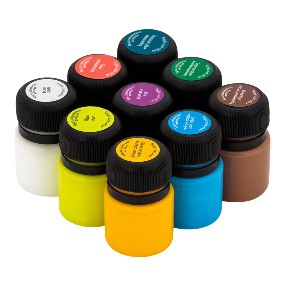 Краска акриловая матовая "Декола тропики", набор 9 цветов, 20 мл, банки - 8