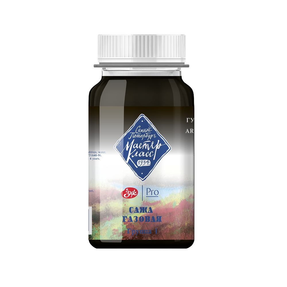 Краски гуашевые "Мастер-класс", 801 сажа газовая, 100 мл, банка