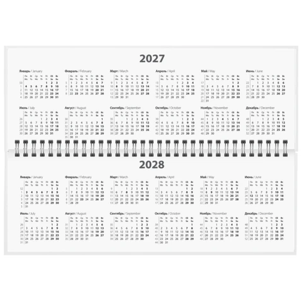 Планинг датированный "Black style" на 2027 год, 285х112 мм, 128 страниц, линейка, черный - 5