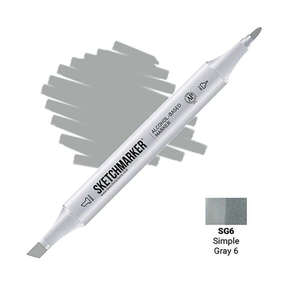 Маркер перманентный двусторонний "Sketchmarker", SG6 серый простой №6