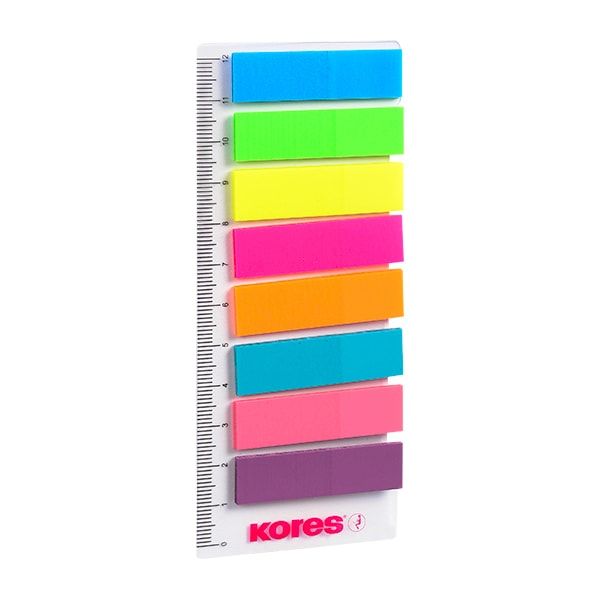 Закладки клейкие "Kores", 12x45 мм, 200 шт, ассорти