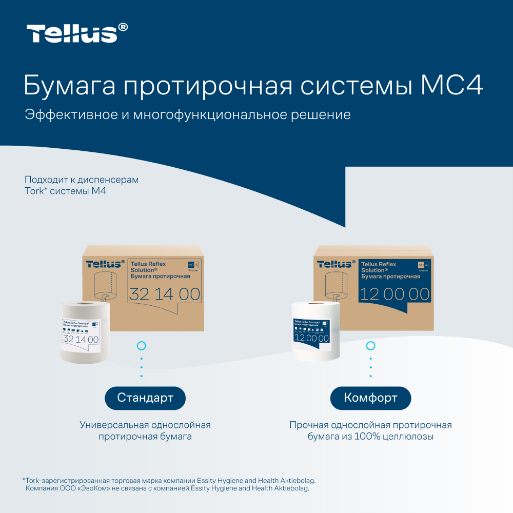 Протирочная бумага Tellus Reflex, Комфорт c центральной вытяжкой, 1 слой, 270 м, MС4  - 6