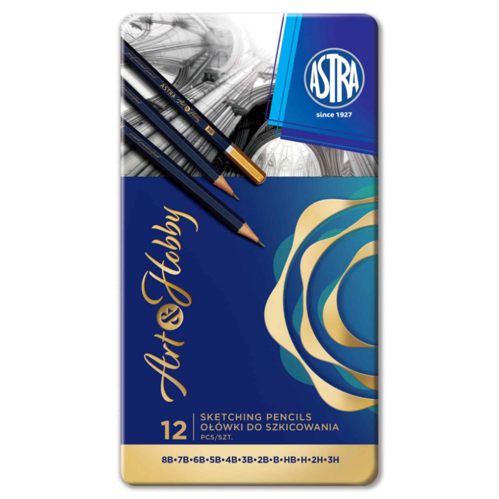 Набор карандашей чернографитных "Artea", 8B-3H, 12 шт.