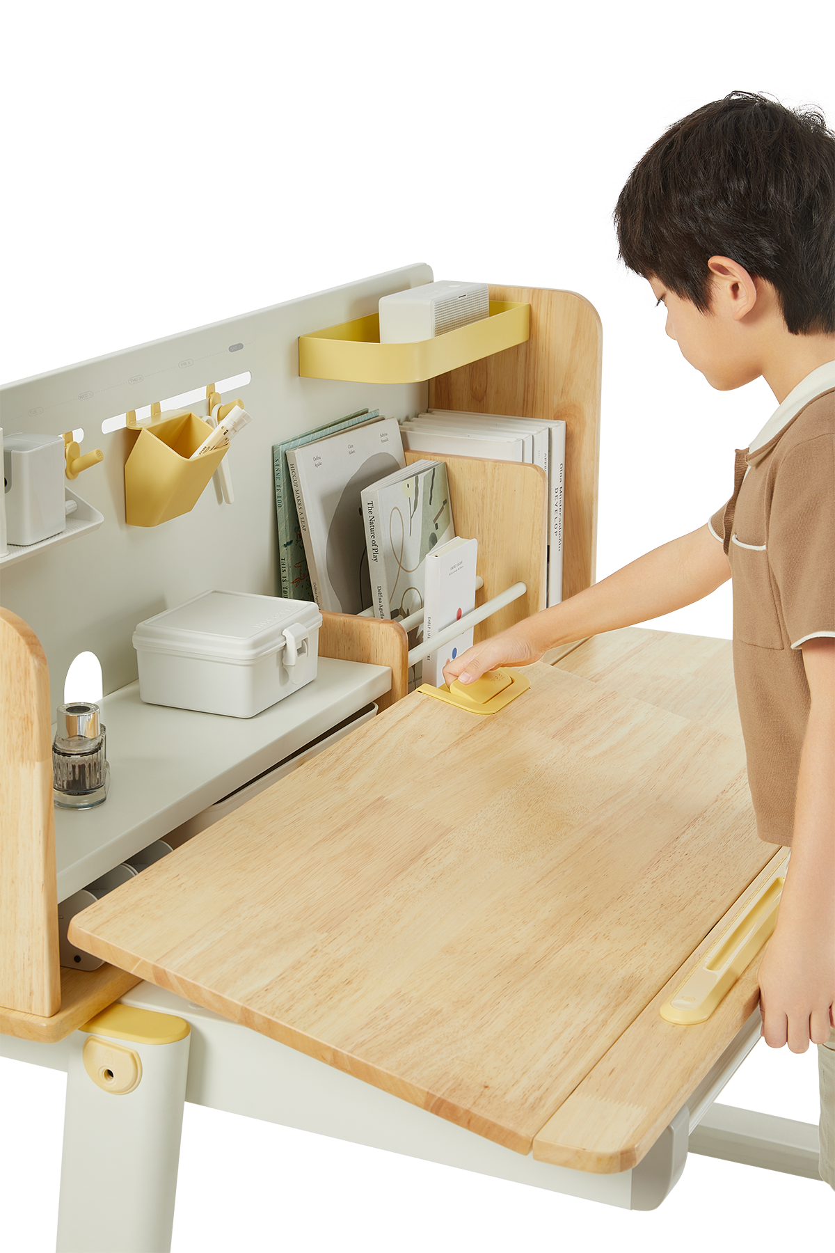 Стол Ergosmart регулируемый Galleon, 1200х700х(520-760) мм, гевея, с книжной полкой - 22