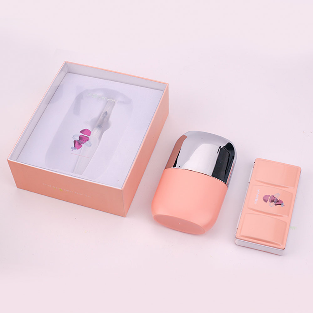 Набор для рисования акварелью "Himi Miya" (краски 18 цветов, кисть, бумага, стакан), розовый футляр