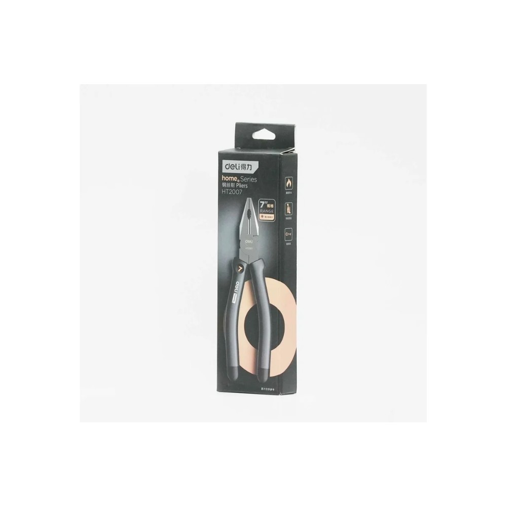 Длинногубцы Deli HS EHT2007, 180 мм, Soft Touch, черный - 4