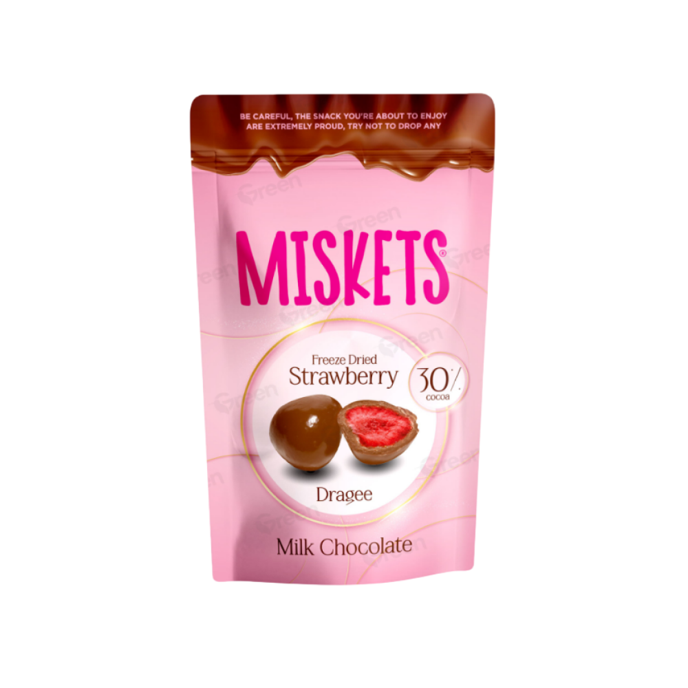  Конфеты "Miskets", 80 гр, клубника в молочном шоколаде