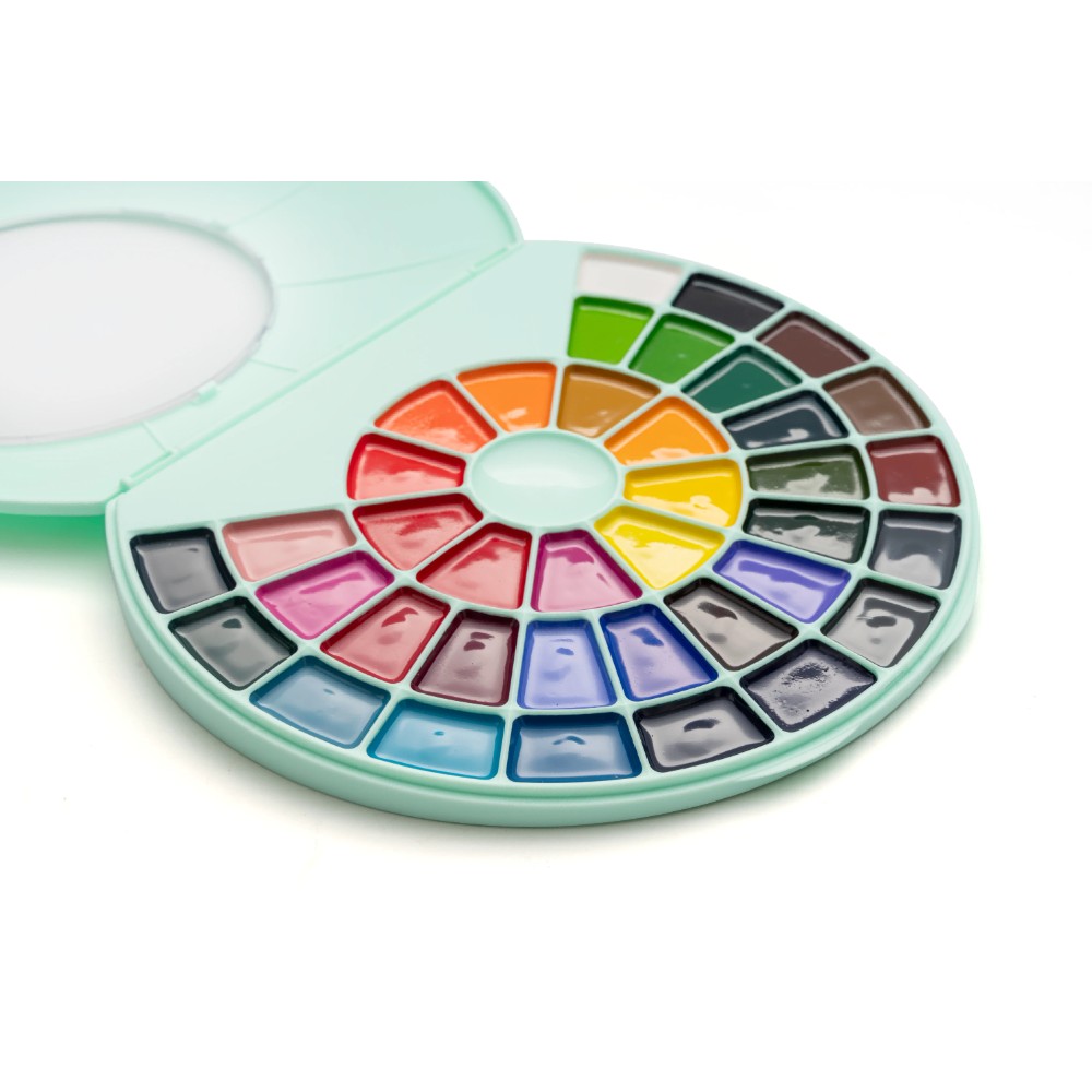 Краски акварельные "Himi", набор, 38 цветов, зелёный футляр