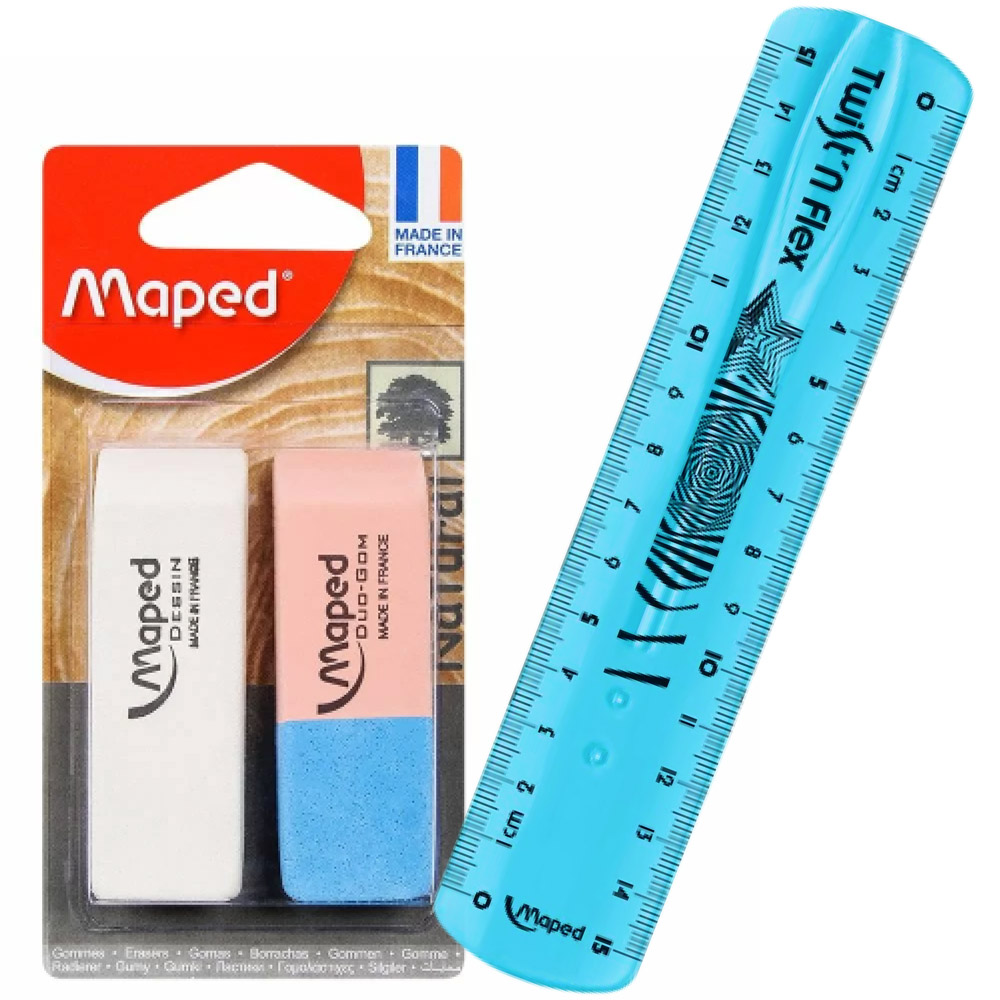 Набор ластик "Dessin Duo Gom" + линейка "Twist'n Flex"