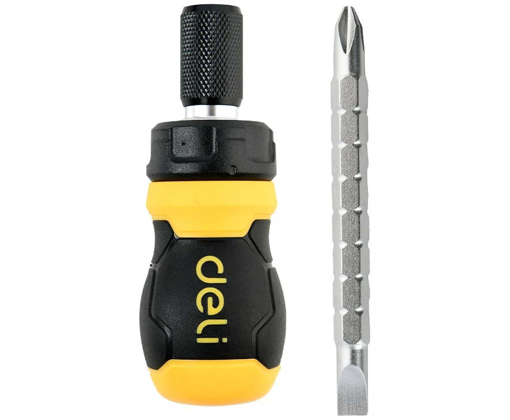 Двухсторонняя отвертка Deli YS EDL626010, с трещоткой, PH2+SL6