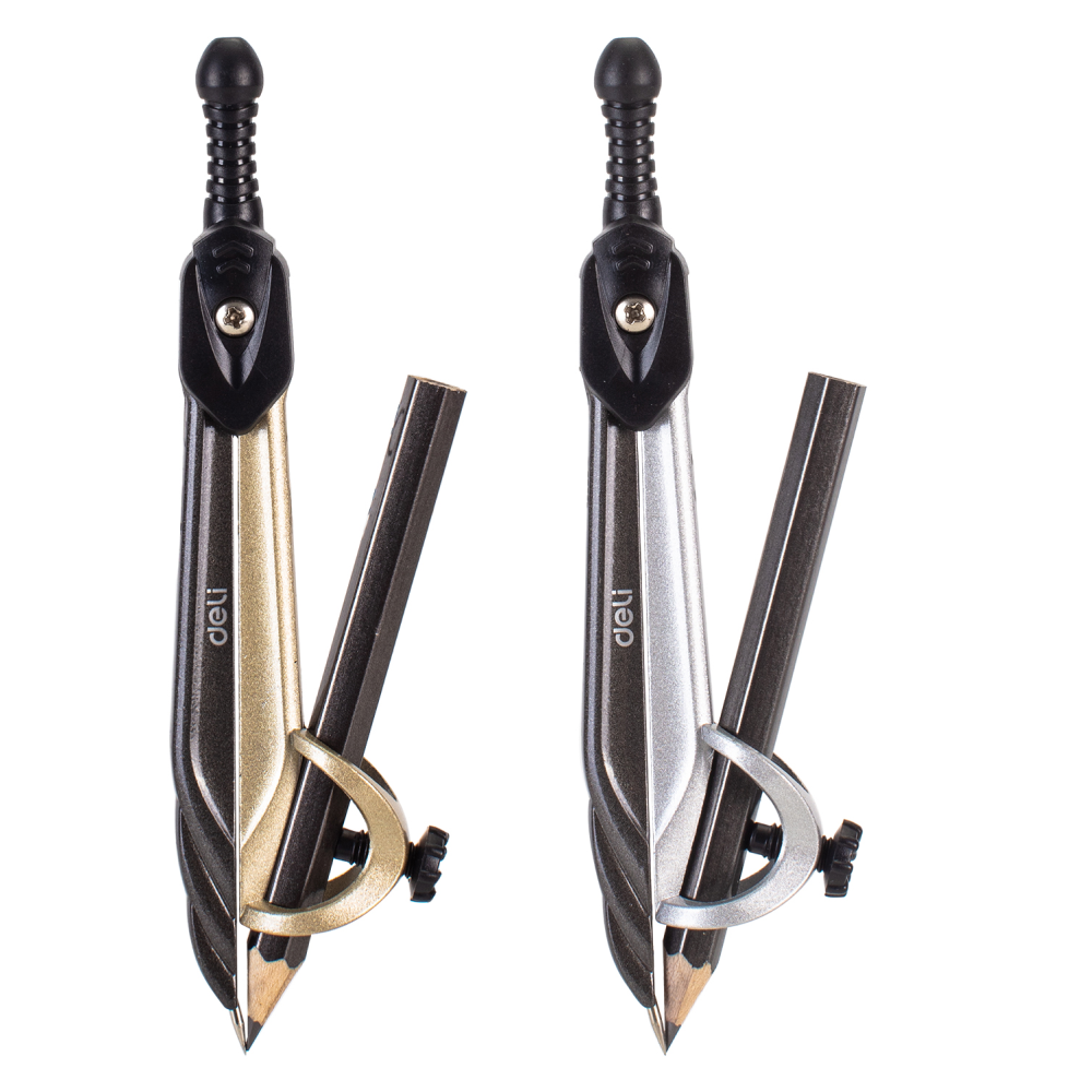 Циркуль "Deli EG20402", с карандашом, футляр, ассорти