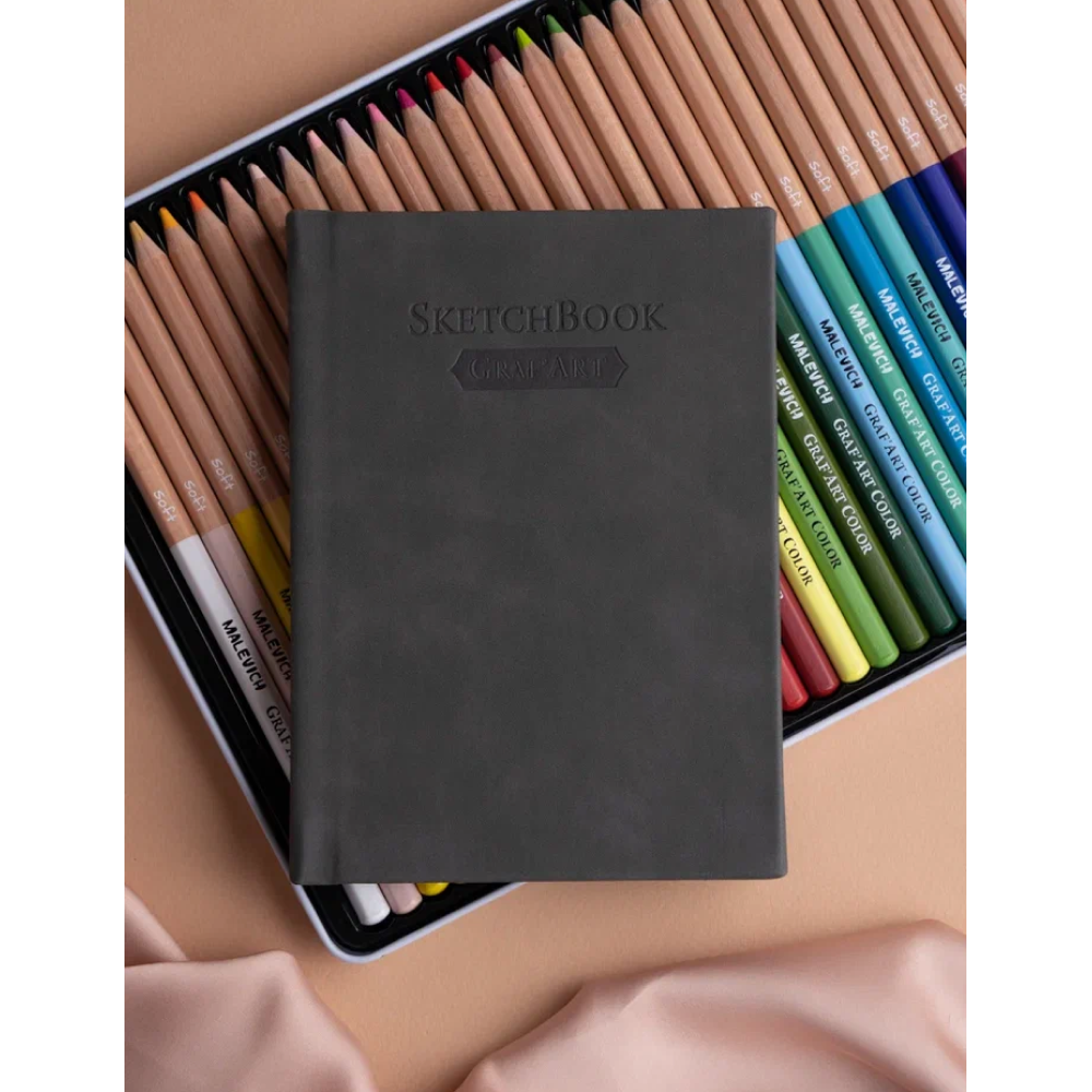 Скетчбук для графики "GrafArt white", 40 листов, А6, 160 г/м2, серый - 5