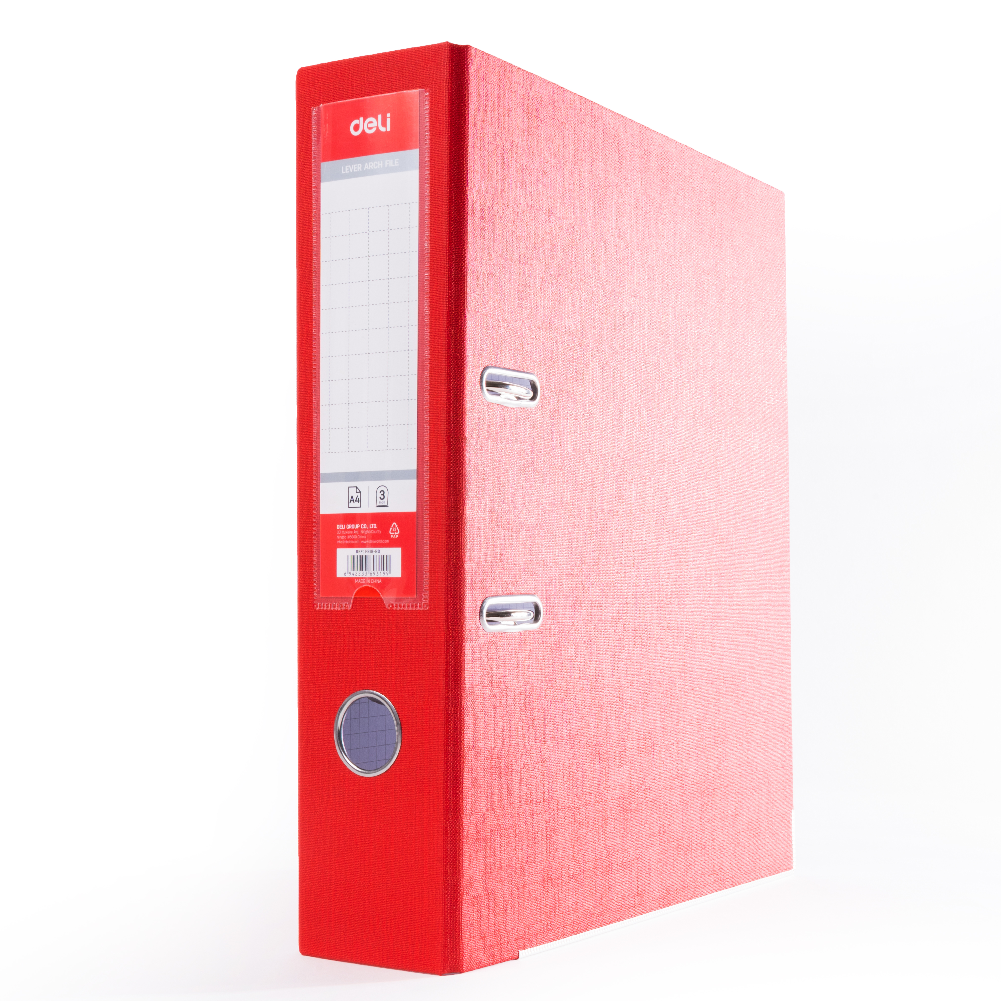 Папка-регистратор "Deli", А4, 75 мм, красный