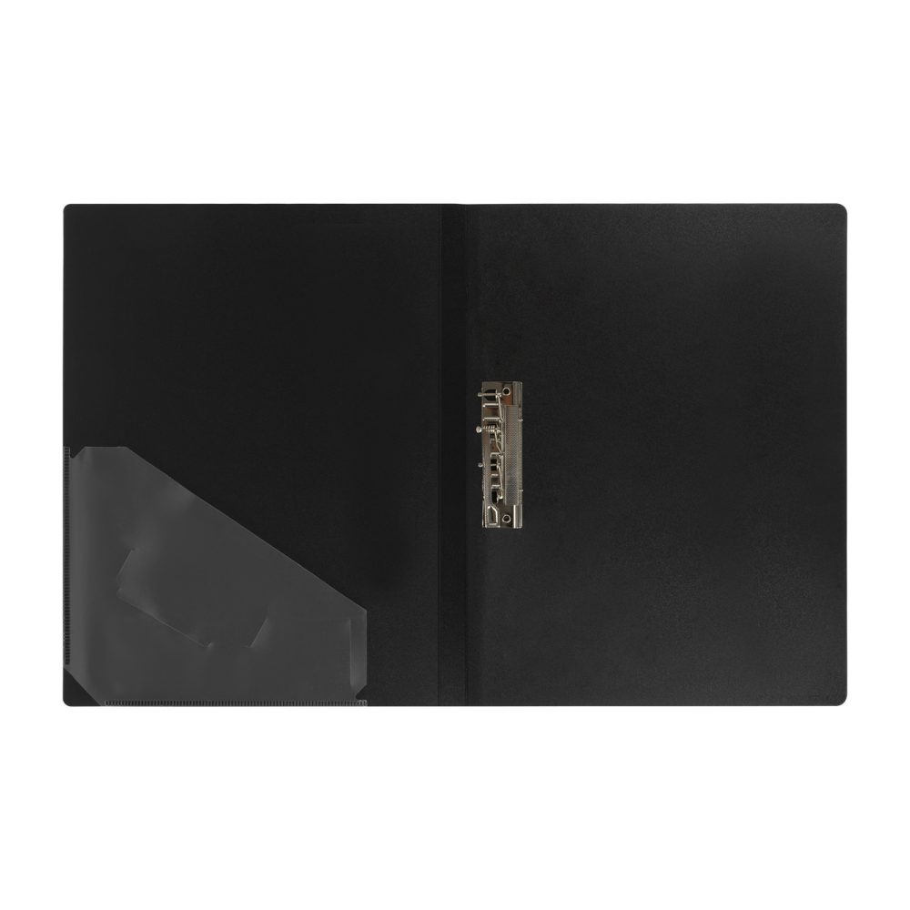 Папка В-611 "Стандарт" с зажимом и карманом, пластик , черный