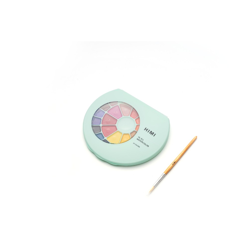Краски акварельные "Himi", набор, 24 цвета, зелёный футляр
