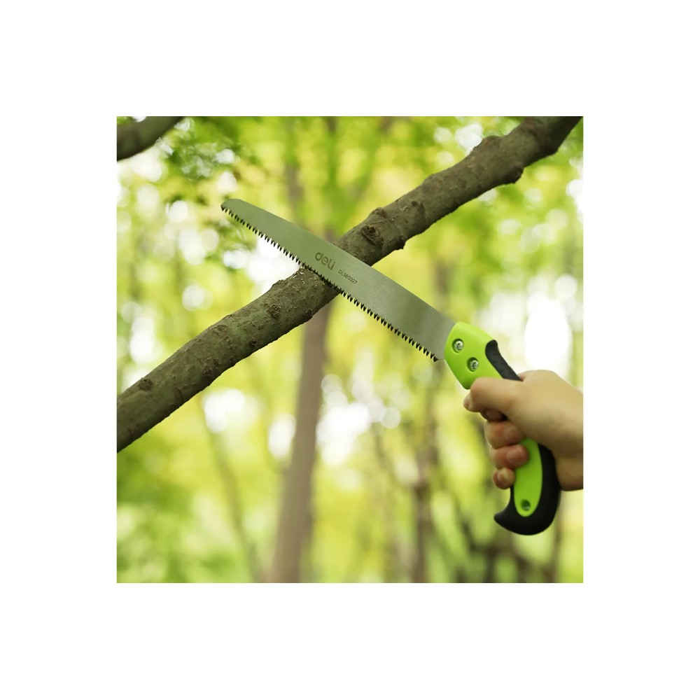 Пила садовая Deli GS EDL580927, 7 TPI, 270 мм., с чехлом, черный, зеленый - 9