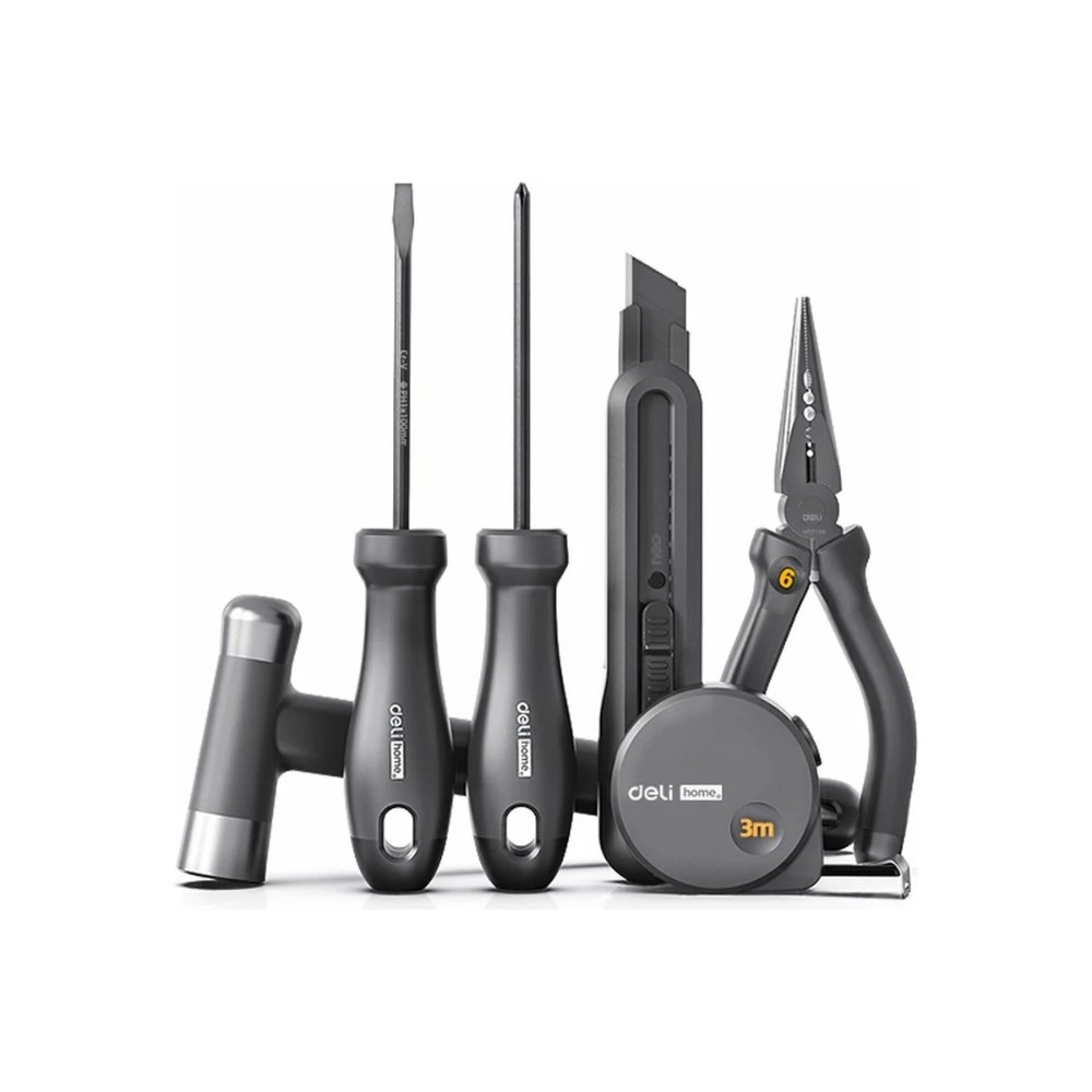 Набор ручного инструмента Deli HS EHT0006, 6 предметов, Soft Touch, черный