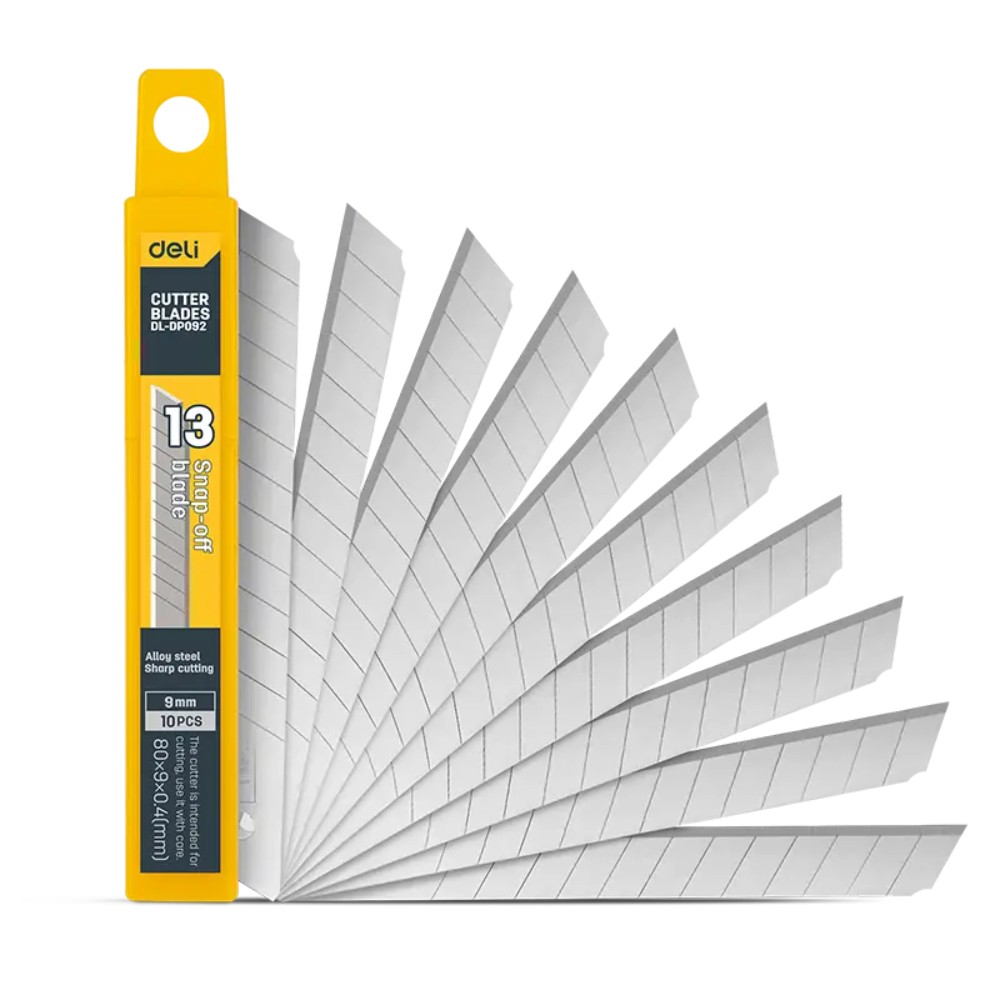 Лезвие для малого ножа "Deli", 9 мм, 10 шт.