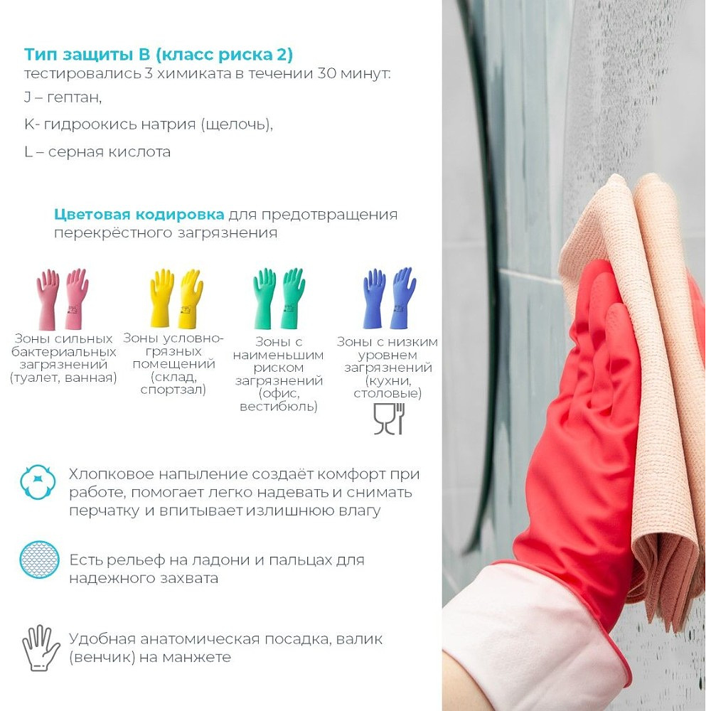 Перчатки латексные HQ Profiline, р-р S, с х/б покрытием, желтый - 10