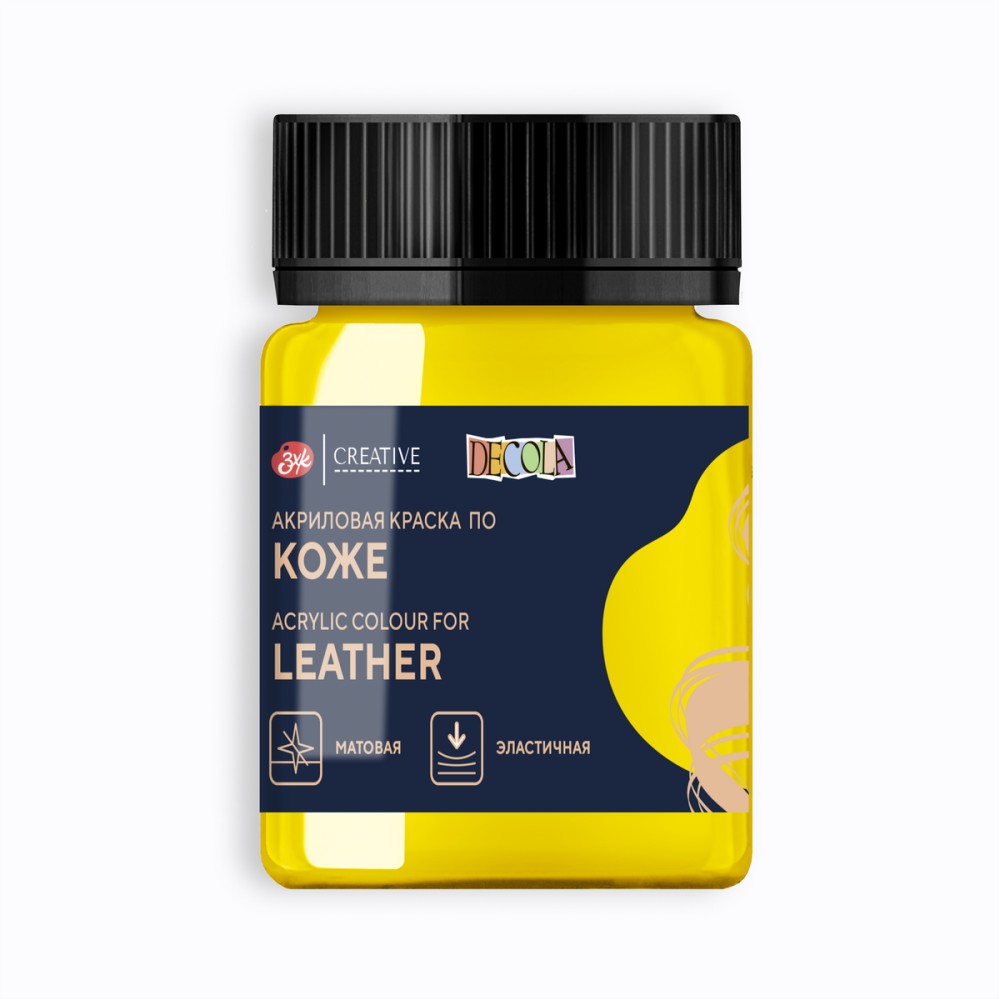 Краска акриловая для кожи "Декола", 211 желтая, 50 мл., банка