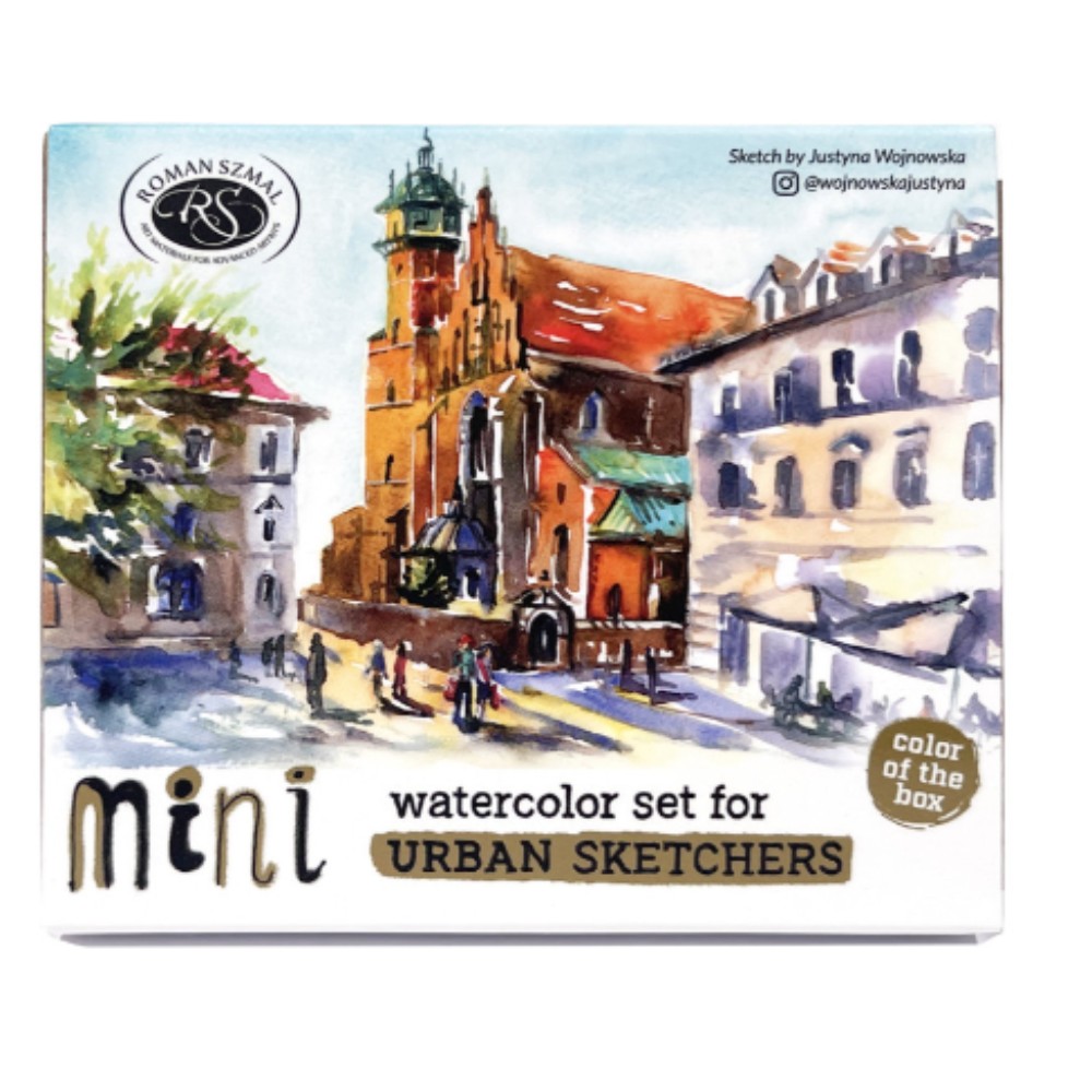 Краски акварельные "Aquarius. Mini Urban Sketcher set", 8 цветов, полукюветы, коробка, золотая