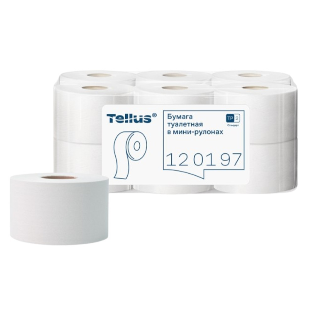 Бумага туалетная Tellus Стандарт ТP2, в мини рулоне, 200 м, 1 слой