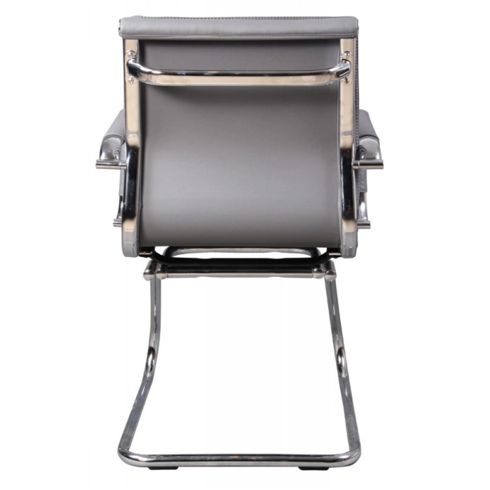 Кресло на полозьях "Бюрократ Ch-993-Low-V", экокожа, серый, металл хром