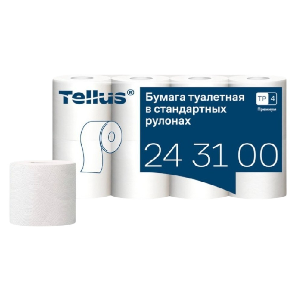 Бумага туалетная Tellus Премиум, TР4, 8 рулонов, 15 м, 3-слоя